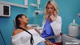 Of a female lesbian interracial on hammer away medical centre bed with Kit Mercer & Binky Beaz